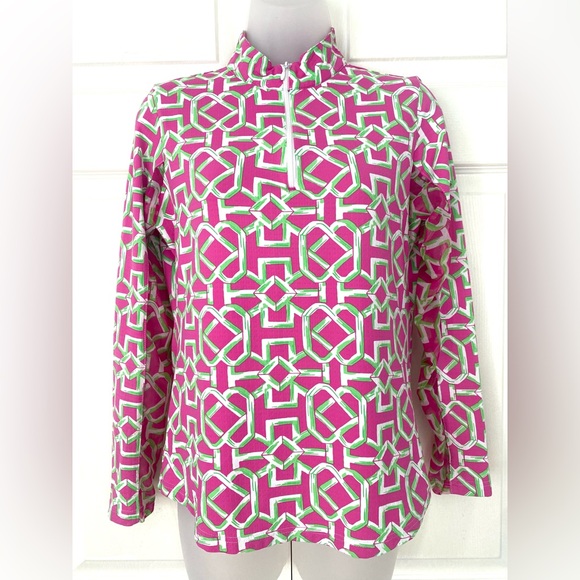 Icikuls ICIKULS Pink & Green Long Sleeve Sun Shirt Top size Small - Picture 4 of 13
